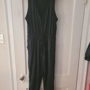 George cropped overalls - black - stretchy, size medium